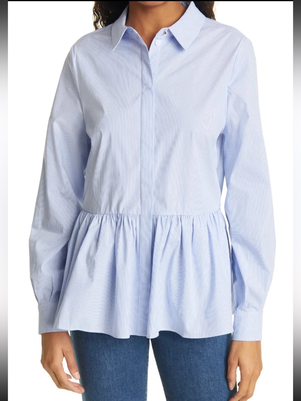Ted Baker Ollwen Peplum Shirt in Striped Cotton Poplin 12 - Picture 3 of 12